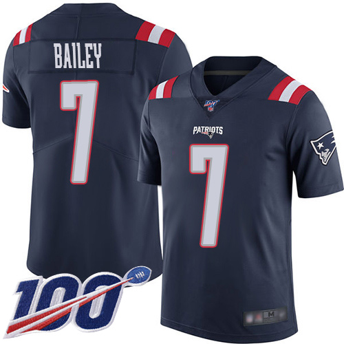New England Patriots Football #7 100th Season Rush Vapor Limited Navy Blue Men Jake Bailey NFL Jersey->youth nfl jersey->Youth Jersey